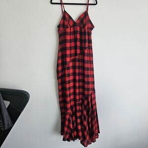 Denim & Supply Ralph Lauren Red and Black Plaid Tartan Slip Dress